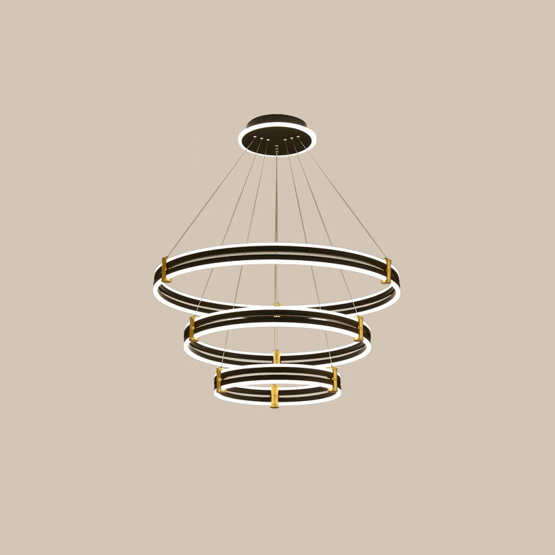 Diff Tiered Black Rings Chandelier-DF2172