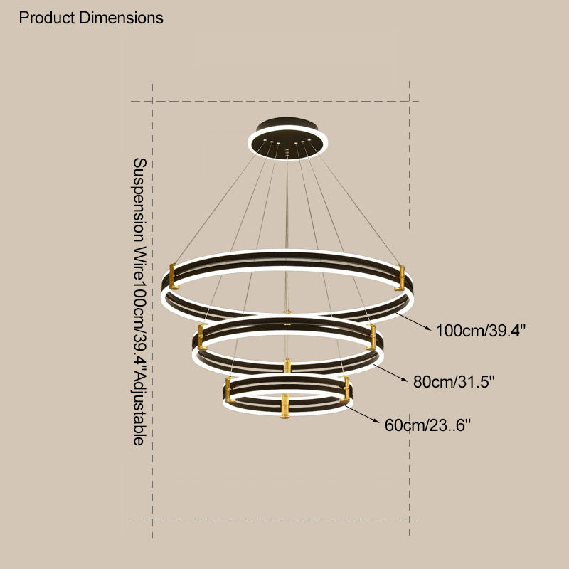 Diff Tiered Black Rings Chandelier-DF2172