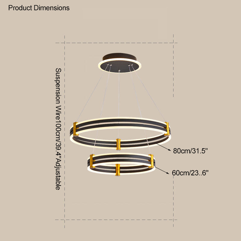 Diff Tiered Black Rings Chandelier-DF2172
