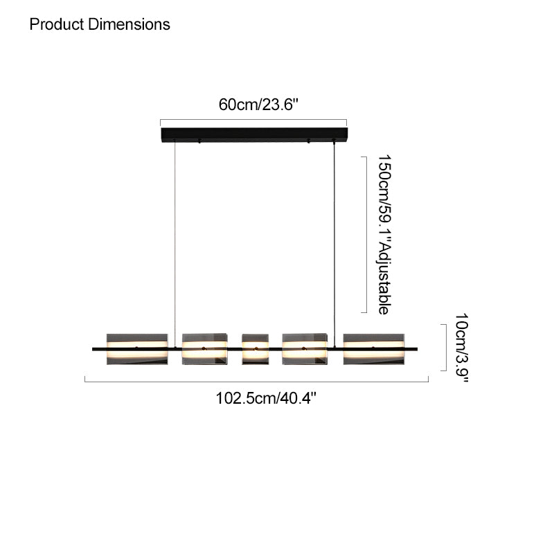 Diff Amber/Smoked Glass Linear Chandelier-DF2221