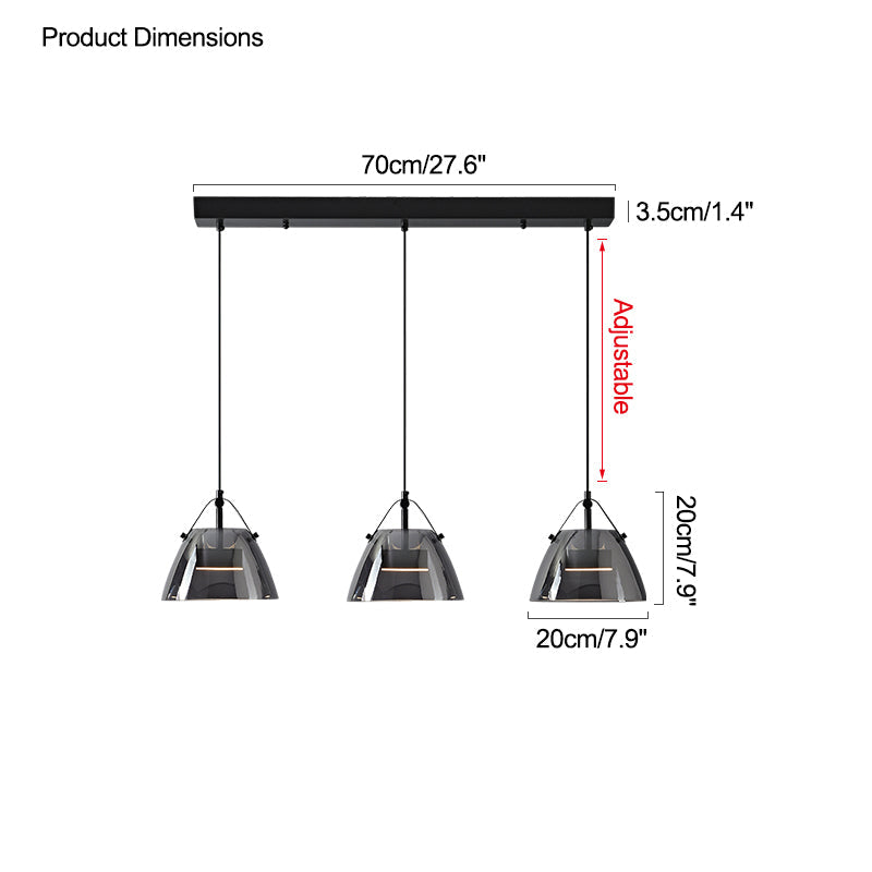 Diff 3 Light Smoked Glass Pendant Light-DF2238