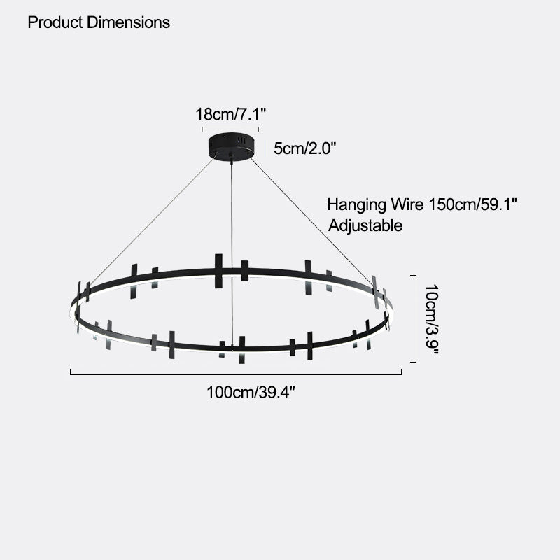 Diff Black Brass Circular Chandelier-DF2237