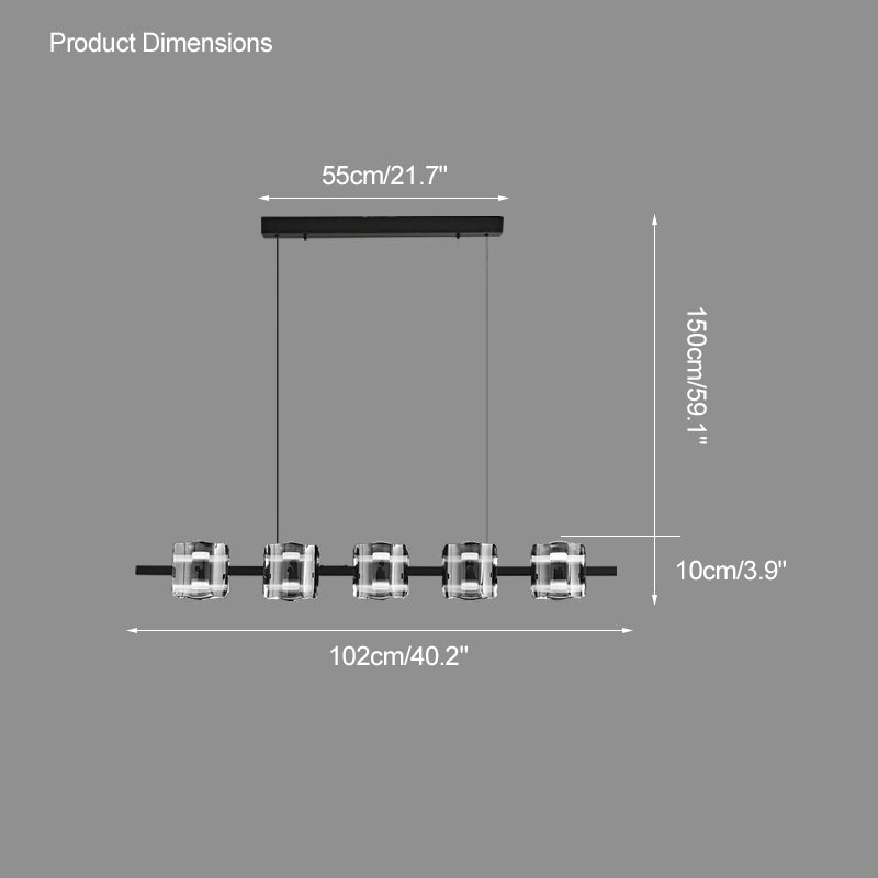 Diff Glass Brass Linear Chandelier-DF2219A