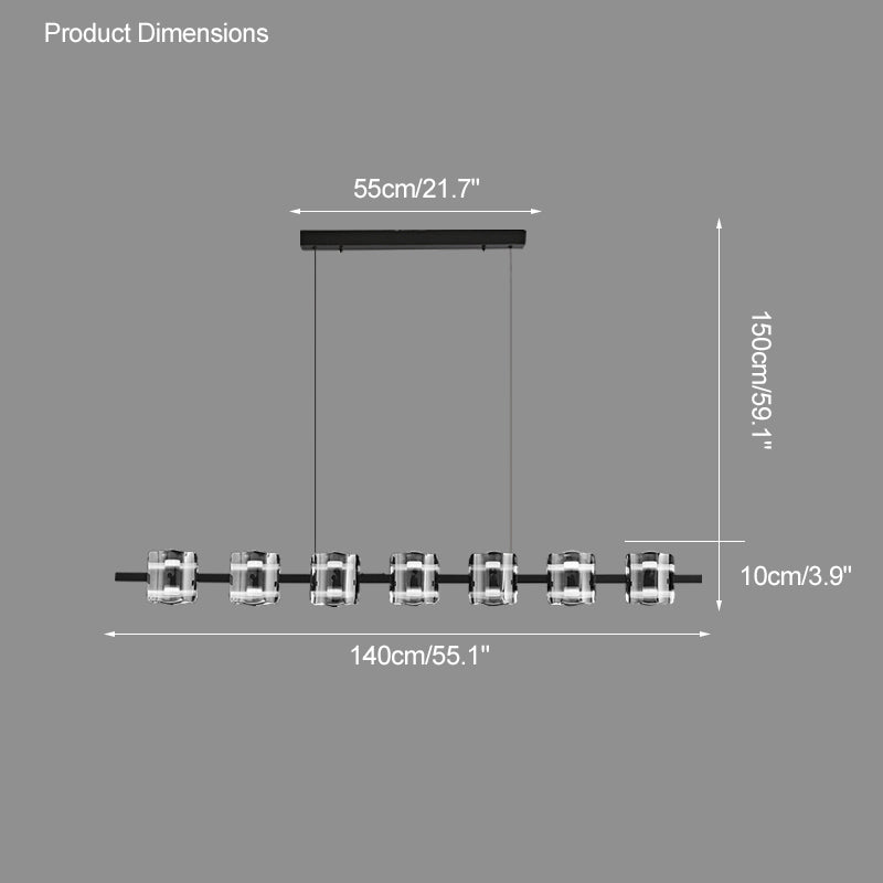 Diff Glass Brass Linear Chandelier-DF2219A