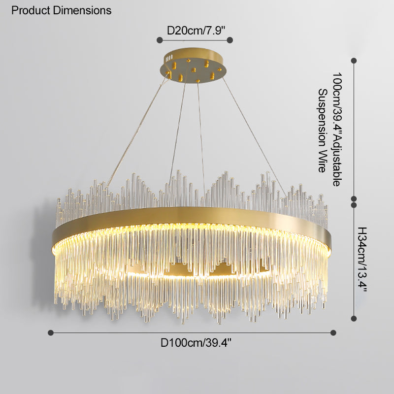 Diff Glass Rods Round Chandelier-DF2186