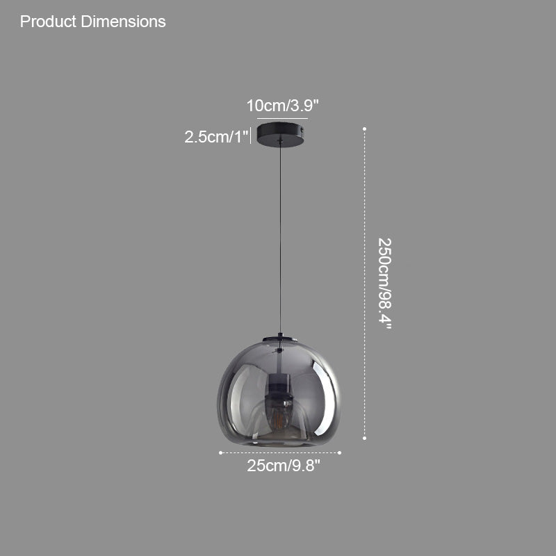 Diff Smoked/Amber Blown Glass Pendant Light-DF2108