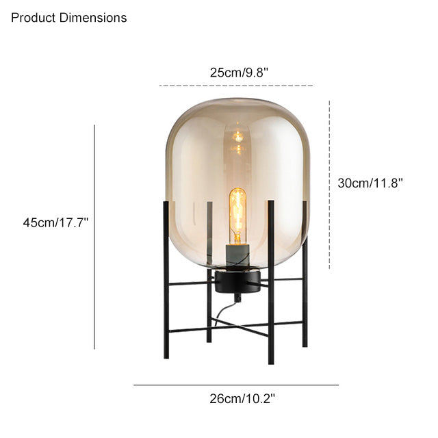 Diff Smoked Glass Lantern Table Lamp-DF8012