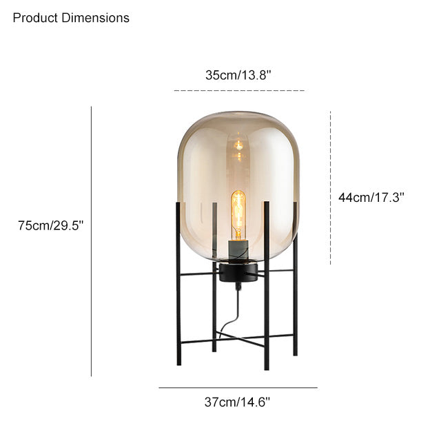 Diff Smoked Glass Lantern Floor Lamp-DF7015