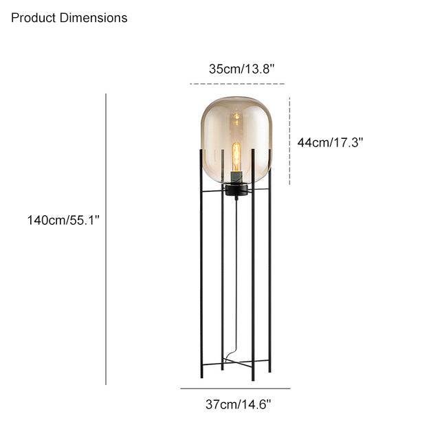 Diff Smoked Glass Lantern Floor Lamp-DF7015