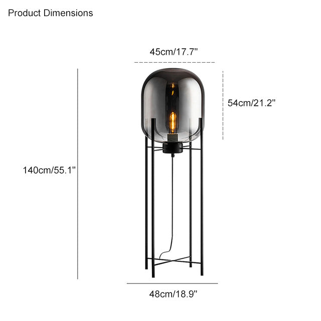 Diff Smoked Glass Lantern Floor Lamp-DF7015