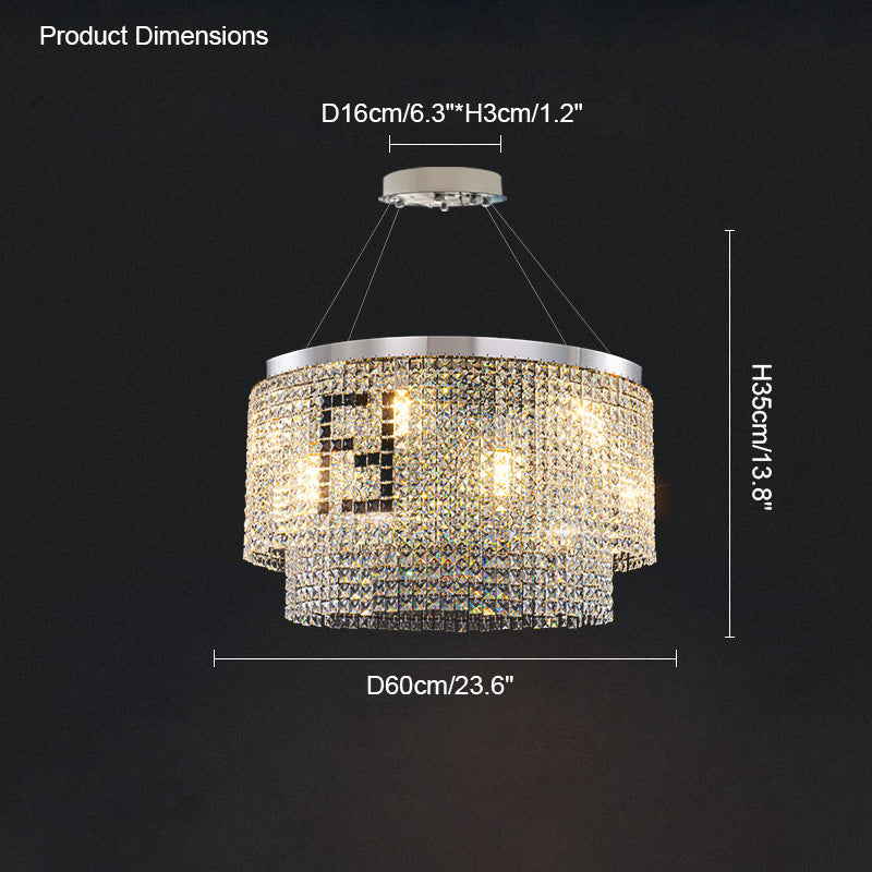 Diff 2-Tier Round/Rectangular Crystal Chandelier-DF2071