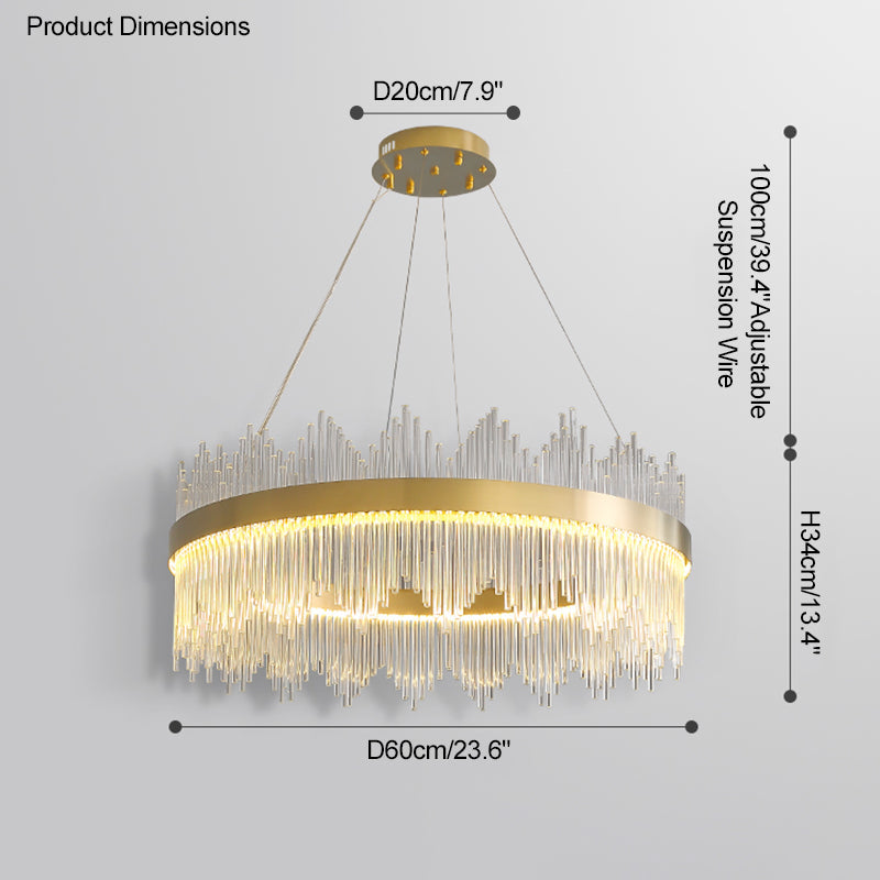 Diff Glass Rods Round Chandelier-DF2186