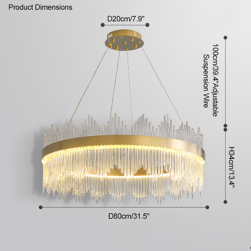 Diff Glass Rods Round Chandelier-DF2186