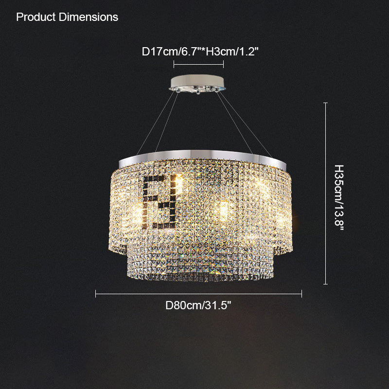 Diff 2-Tier Round/Rectangular Crystal Chandelier-DF2071