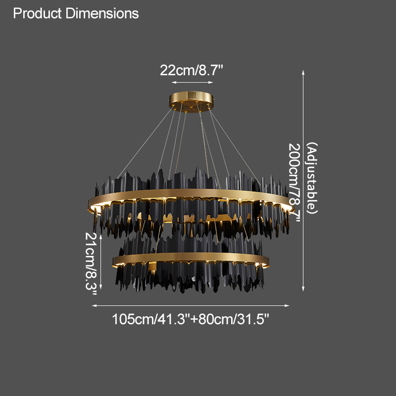 Diff Iceberg 2 Tier Round Black and Gold Chandelier-DF2183