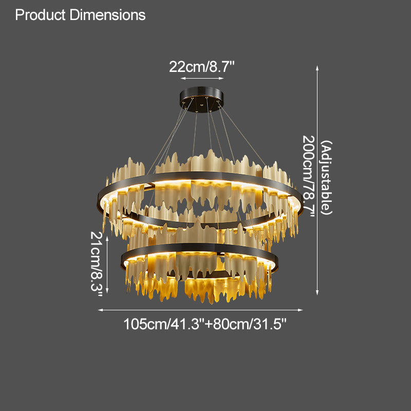 Diff Iceberg 2 Tier Round Black and Gold Chandelier-DF2183
