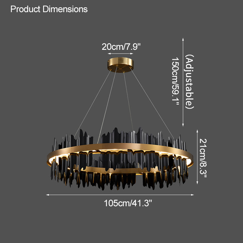 Diff Iceberg 2 Tier Round Black and Gold Chandelier-DF2183