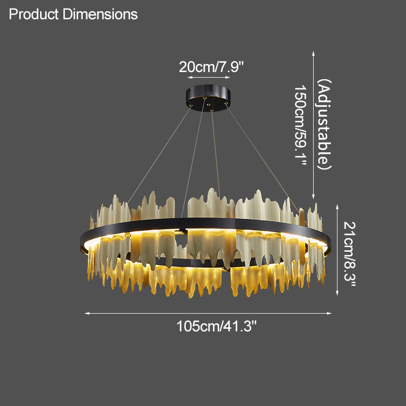 Diff Iceberg 2 Tier Round Black and Gold Chandelier-DF2183