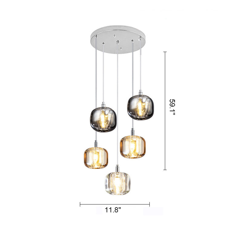 Diff Colored Glass Multi Pendant Chandelier-DF2111