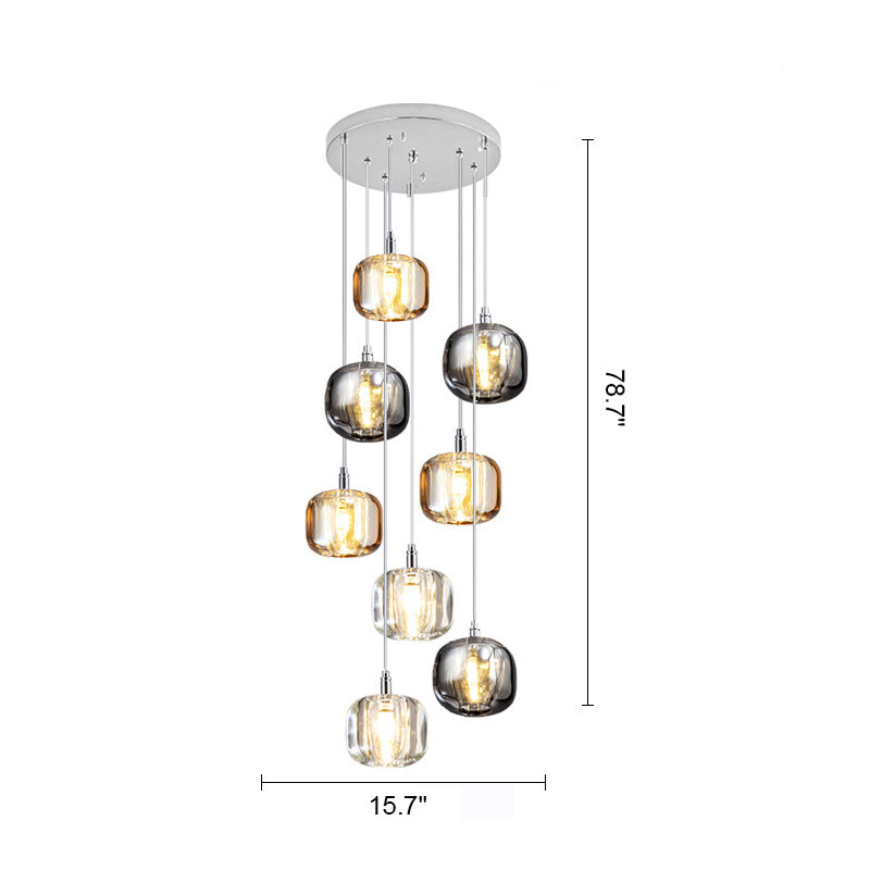 Diff Colored Glass Multi Pendant Chandelier-DF2111
