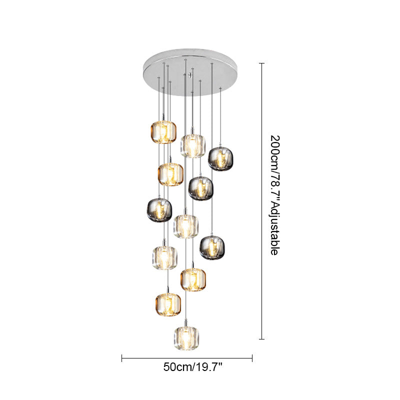 Diff Colored Glass Multi Pendant Chandelier-DF2111