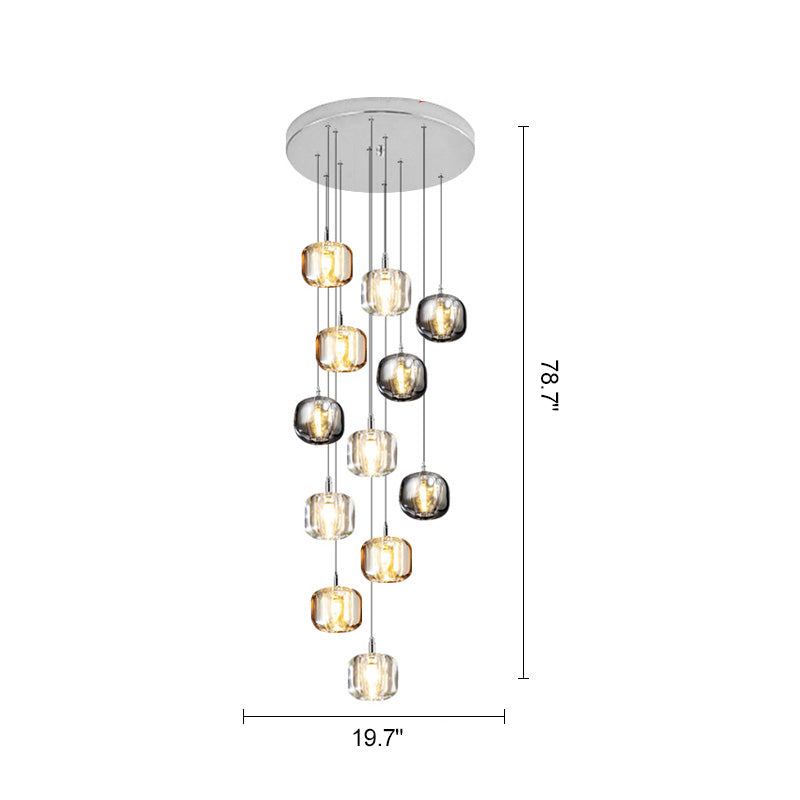 Diff Colored Glass Multi Pendant Chandelier-DF2111