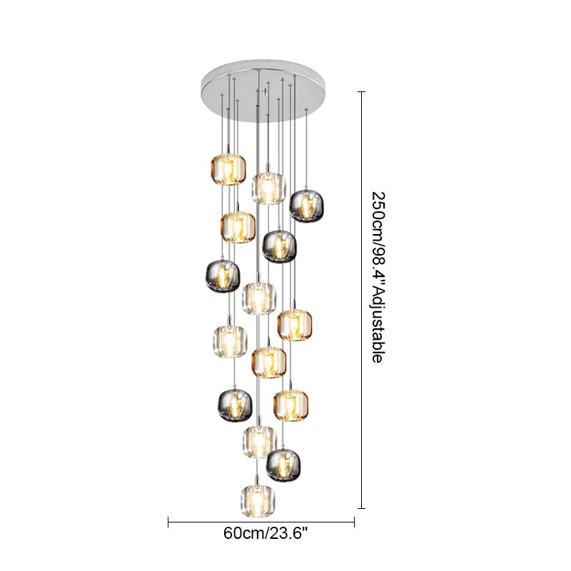 Diff Colored Glass Multi Pendant Chandelier-DF2111