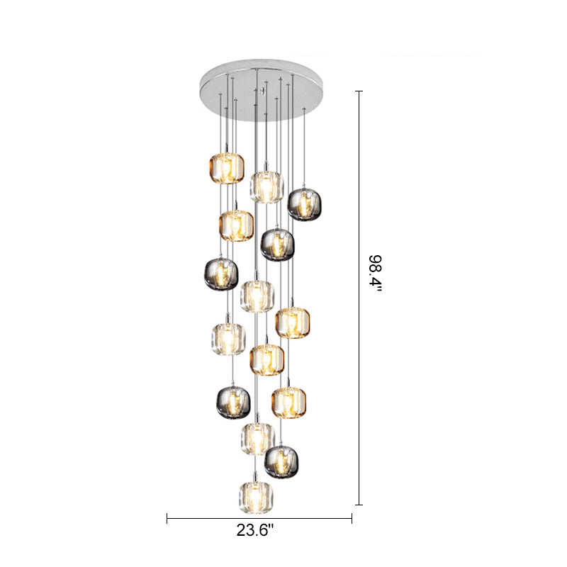 Diff Colored Glass Multi Pendant Chandelier-DF2111