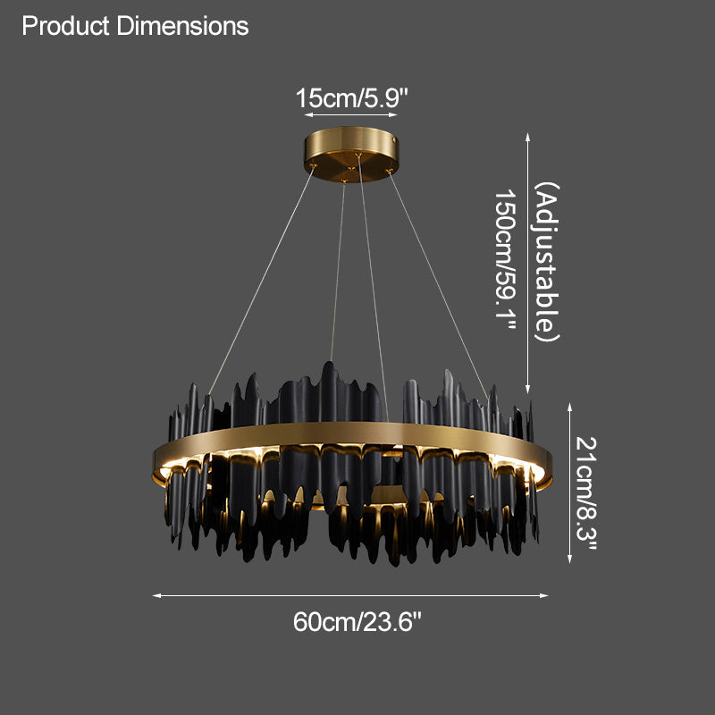 Diff Iceberg 2 Tier Round Black and Gold Chandelier-DF2183