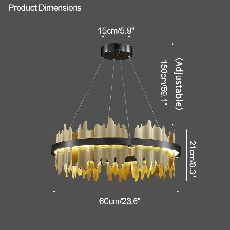 Diff Iceberg 2 Tier Round Black and Gold Chandelier-DF2183