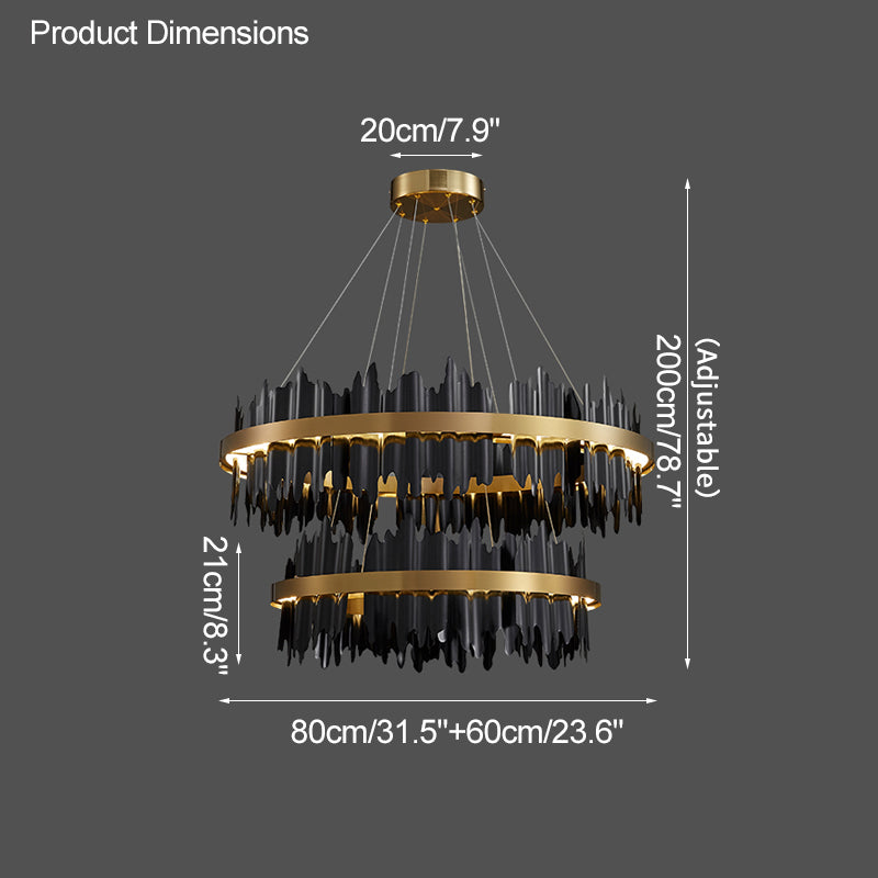 Diff Iceberg 2 Tier Round Black and Gold Chandelier-DF2183