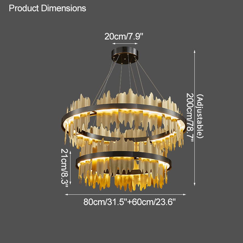 Diff Iceberg 2 Tier Round Black and Gold Chandelier-DF2183
