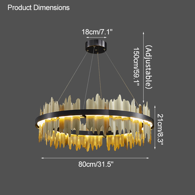 Diff Iceberg 2 Tier Round Black and Gold Chandelier-DF2183