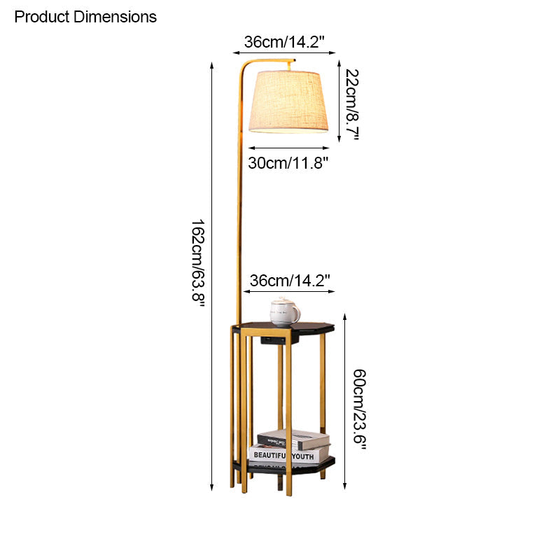 Diff Vintage Linen Floor Lamp with Charging Table-DF7064