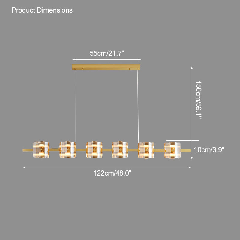 Diff Glass Brass Linear Chandelier-DF2219A