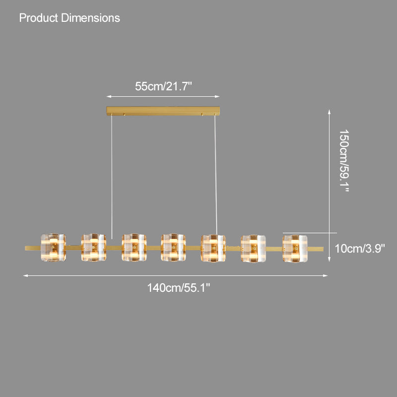 Diff Glass Brass Linear Chandelier-DF2219A