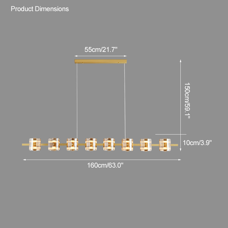 Diff Glass Brass Linear Chandelier-DF2219A