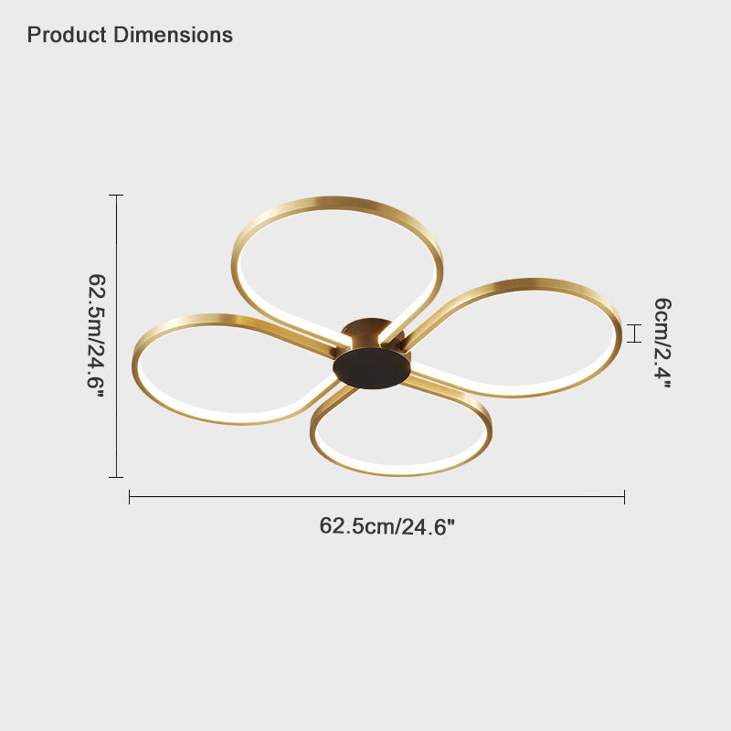 Diff Clover Flower Brass Flush Mount Ceiling Light-DF1070