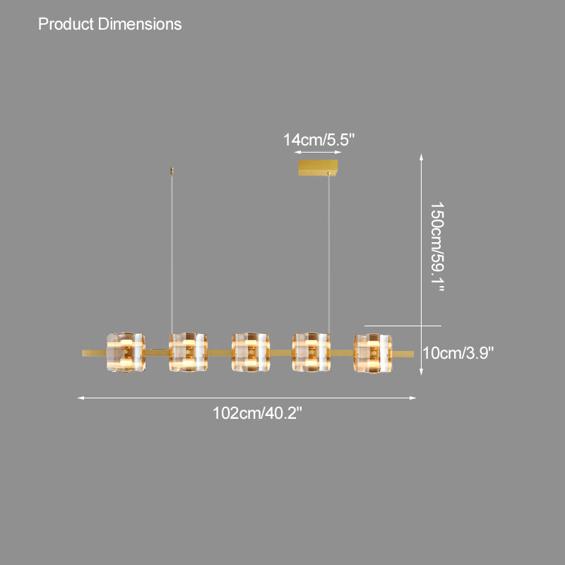 Diff Glass Brass Linear Chandelier-DF2219B