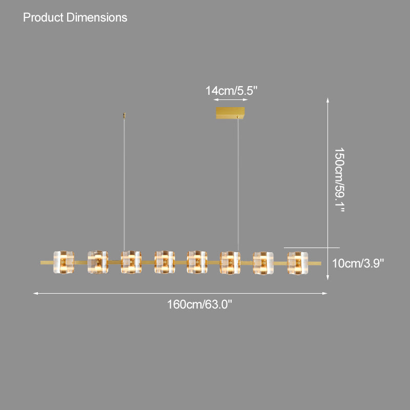Diff Glass Brass Linear Chandelier-DF2219B
