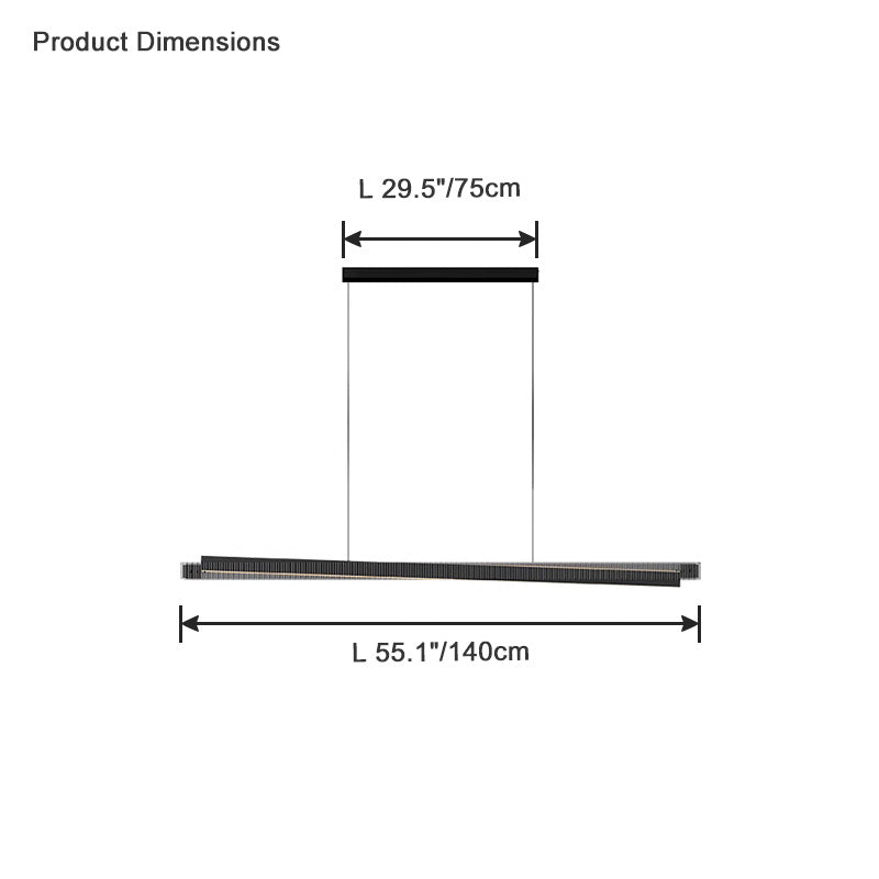 Diff Black Fluted Glass Linear Pendant Light-DF2310