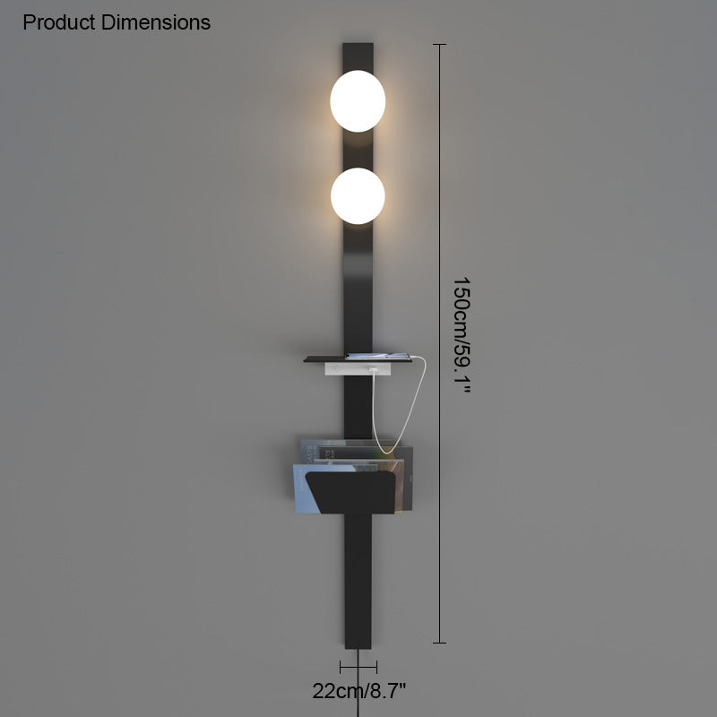 Diff Bar Wall Sconce with Charging Panel and Shelf-DF6056