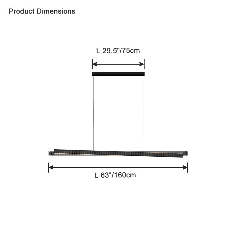 Diff Black Fluted Glass Linear Pendant Light-DF2310