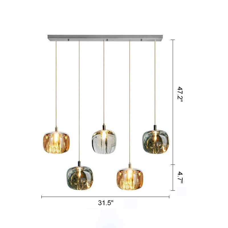 Diff Colored Glass Multi Pendant Chandelier-DF2111