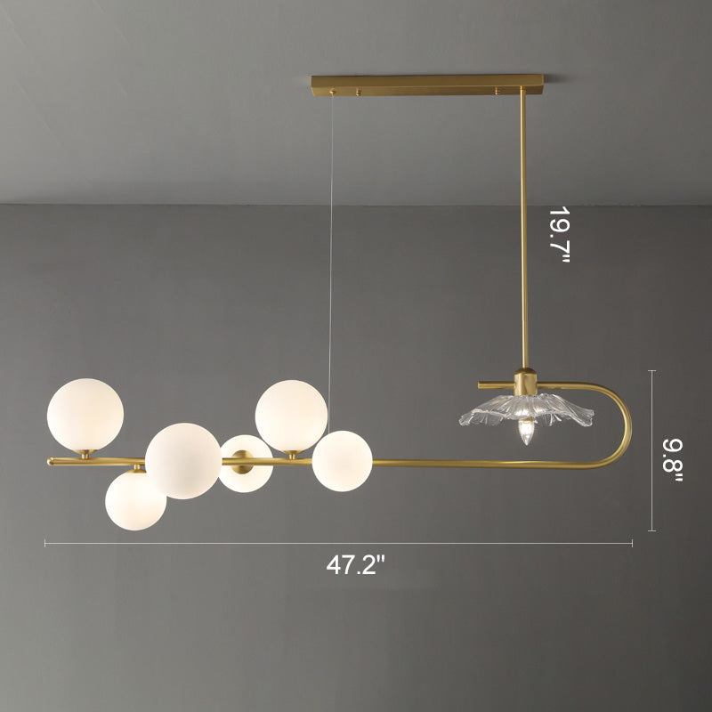 Diff Linear Glass Bubble Brass Chandelier-DF2252