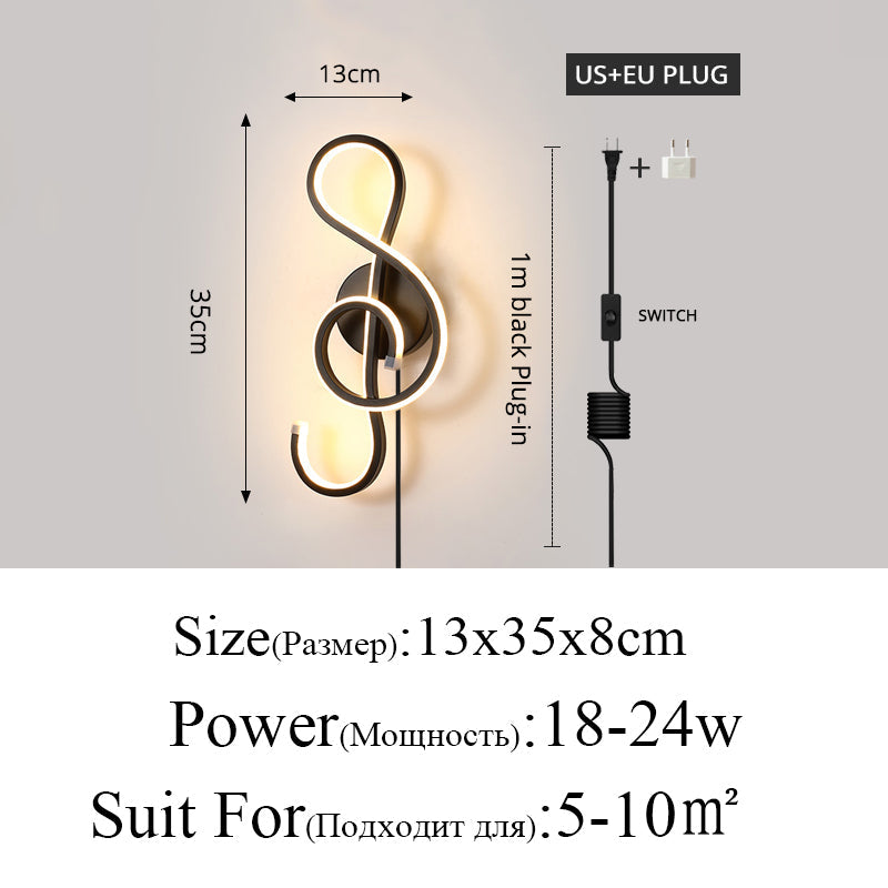 Diff Musical Note Sculptural Wall Sconce-DF6015