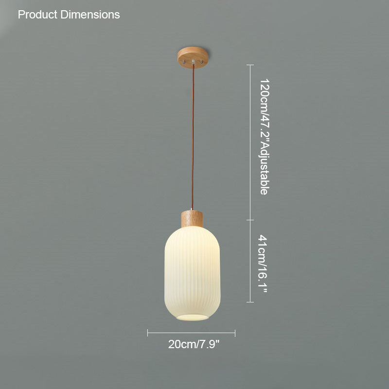 Diff Ribbed Milk Glass Lantern Pendant Light-DF2115