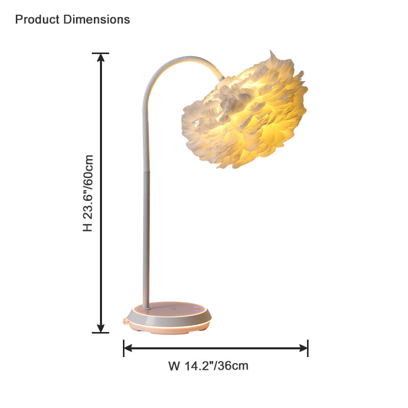 Diff Dimmable Flexible Feather Night Lamp with Wireless Charger-DF8045