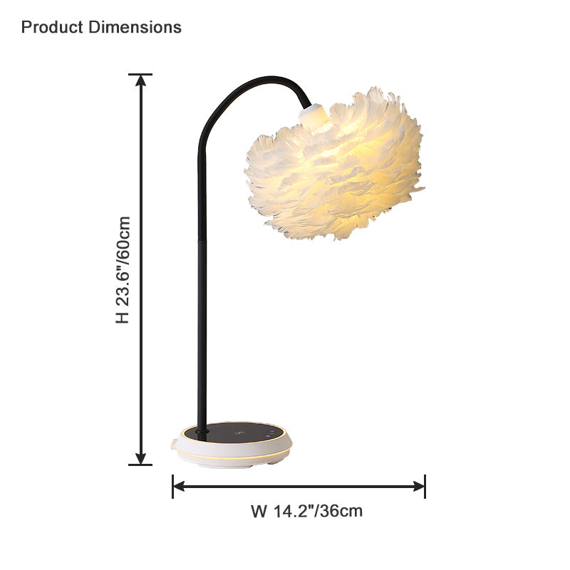 Diff Dimmable Flexible Feather Night Lamp with Wireless Charger-DF8045