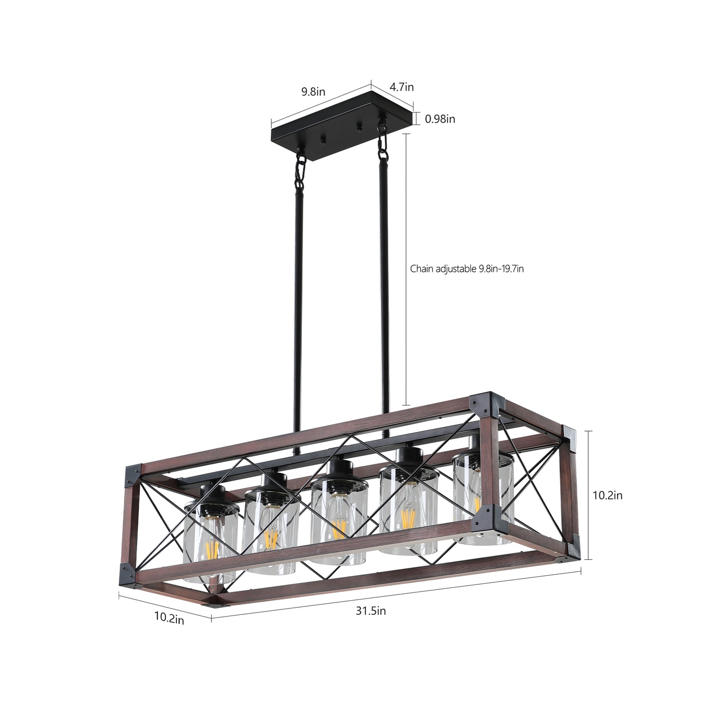 5-Light Retro Farmhouse Chandelier -DG2005